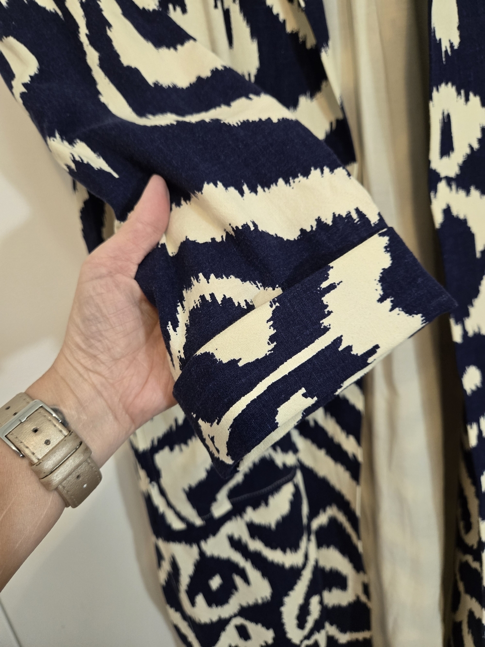 Anthropologie Open Front Ikat Print Linen Blend Coat/Duster - Medium Oversized - Picture 6 of 11